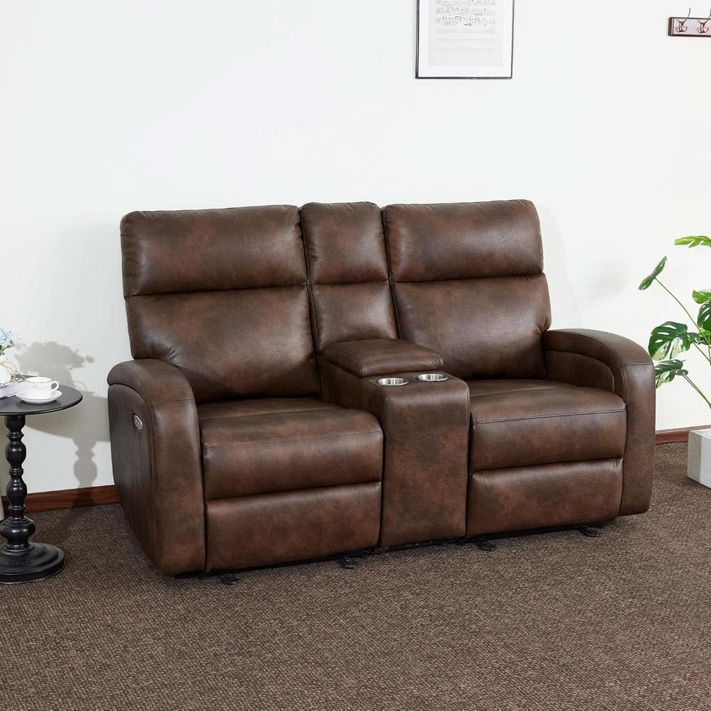 65.7 Inch Dark Brown Zero Wall Power Recliner Loveseat