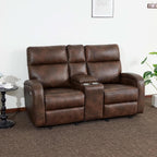 65.7 Inch Dark Brown Zero Wall Power Recliner Loveseat