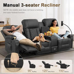 Three Seat Recliner Sofa With USB Ports And Storage