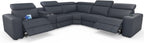 Grey Leather Power Recliner Sofa With Center Console