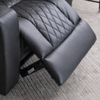34.6"Wide Faux Leather Power Reclining Home Theater Seating Chair with Arm Storage&Dual Cup Holders&Usb Charging Port&Ambient Lighting