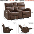 65.7 Inch Dark Brown Zero Wall Power Recliner Loveseat