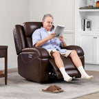 Dark Brown Leather Power Recliner Chair With Power Headrest