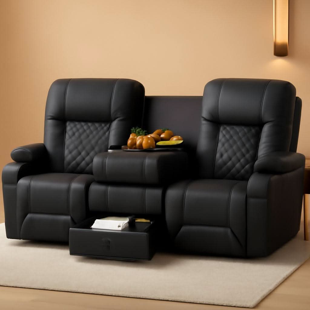Three Seat Recliner Sofa With Flip Backrest And USB Ports