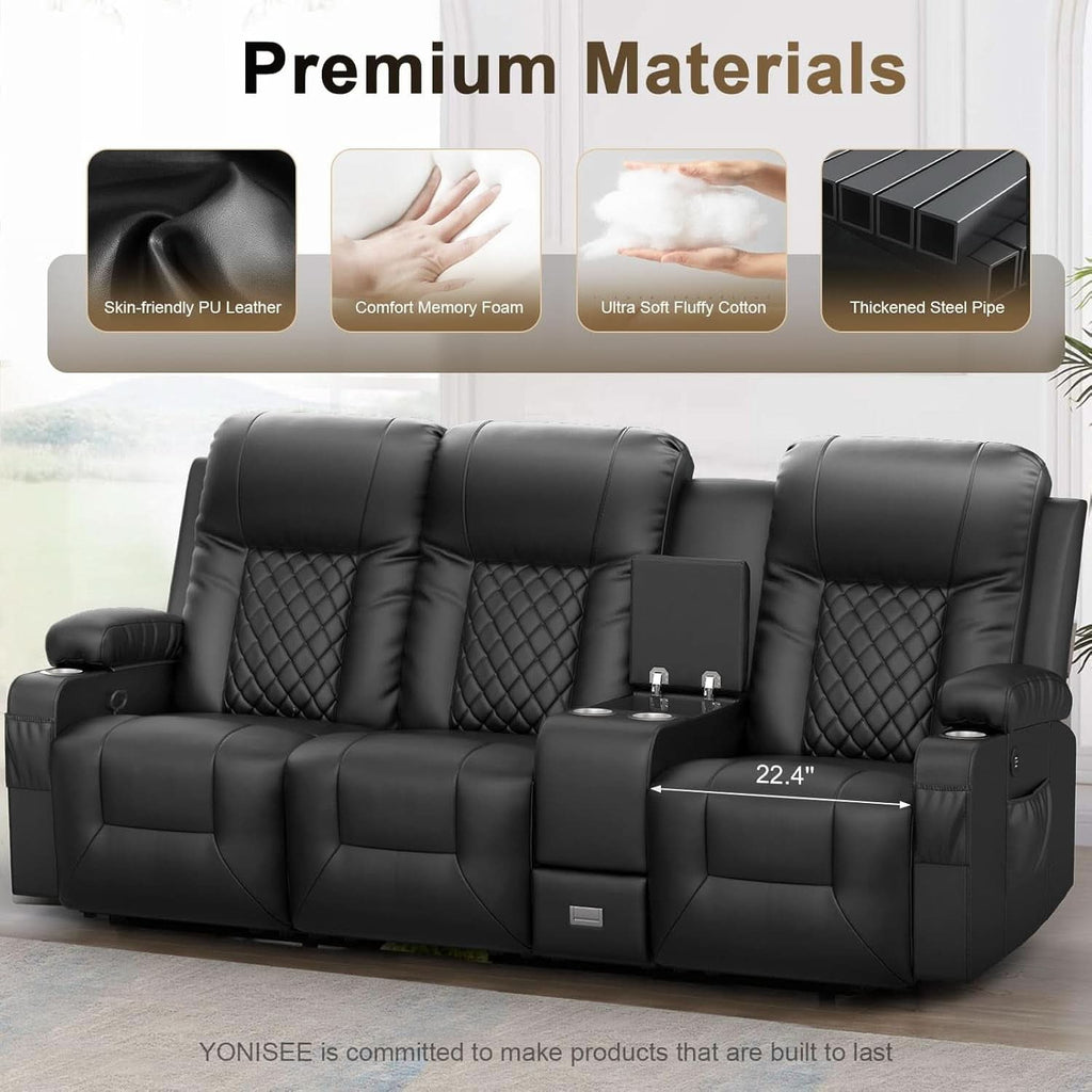 Three Seat Recliner Sofa With USB Ports And Storage