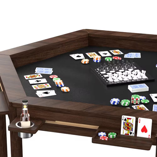 62.2 In. W 4-6-Player Wood Poker Table with Removable Top and Cup and Card Holders