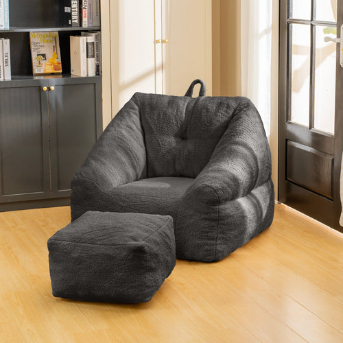 Black Bean Bag Chair & Footrest