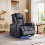 34.6"Wide Faux Leather Power Reclining Home Theater Seating Chair with Arm Storage&Dual Cup Holders&Usb Charging Port&Ambient Lighting