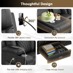Three Seat Recliner Sofa With Flip Backrest And USB Ports