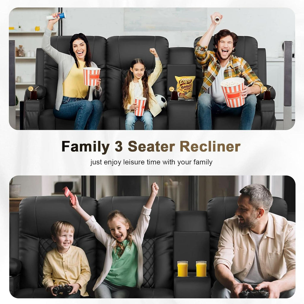 Three Seat Recliner Sofa With USB Ports And Storage