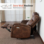 65.7 Inch Dark Brown Zero Wall Power Recliner Loveseat