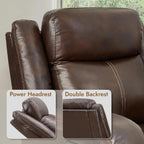 Dark Brown Leather Power Recliner Chair With Power Headrest