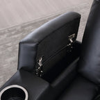 34.6"Wide Faux Leather Power Reclining Home Theater Seating Chair with Arm Storage&Dual Cup Holders&Usb Charging Port&Ambient Lighting