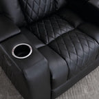 34.6"Wide Faux Leather Power Reclining Home Theater Seating Chair with Arm Storage&Dual Cup Holders&Usb Charging Port&Ambient Lighting
