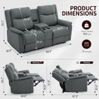 Two Seater Recliner Sofa With USB Charging Port And Cup Holders