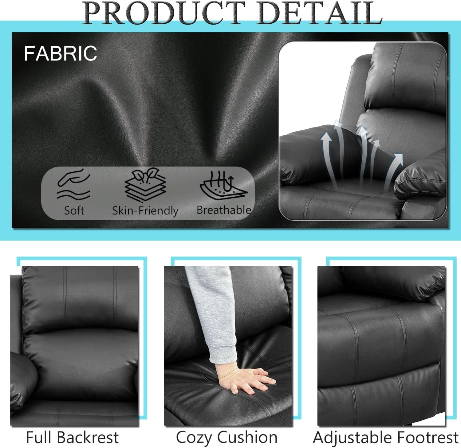 Caberryne Black Leather Reclining Sofa Set