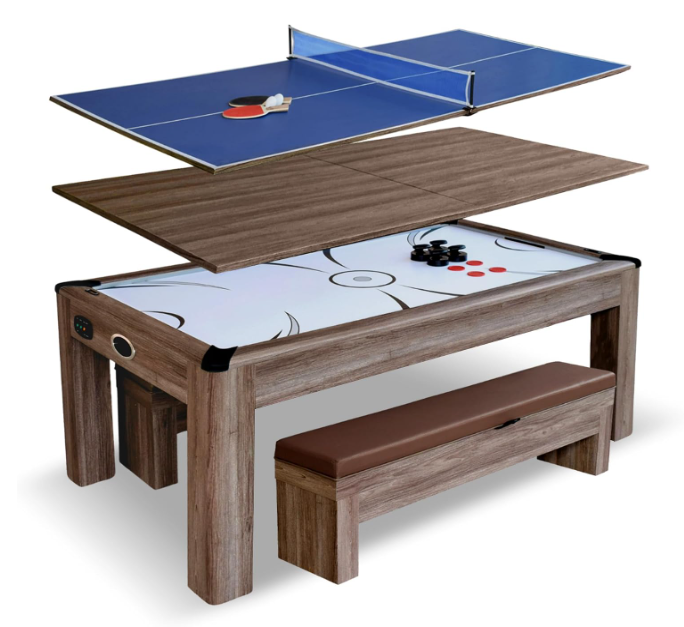 Hathaway Driftwood 7ft. Air Hockey & Ping Pong Table