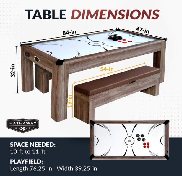 Hathaway Driftwood 7ft. Air Hockey & Ping Pong Table