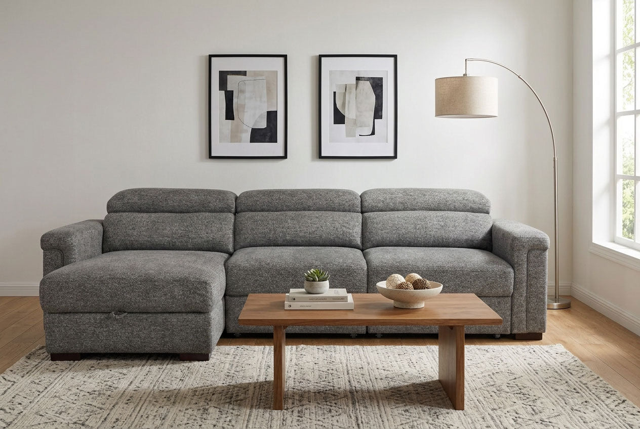 Lucious Gray Double Slider Power Sectional Sofa
