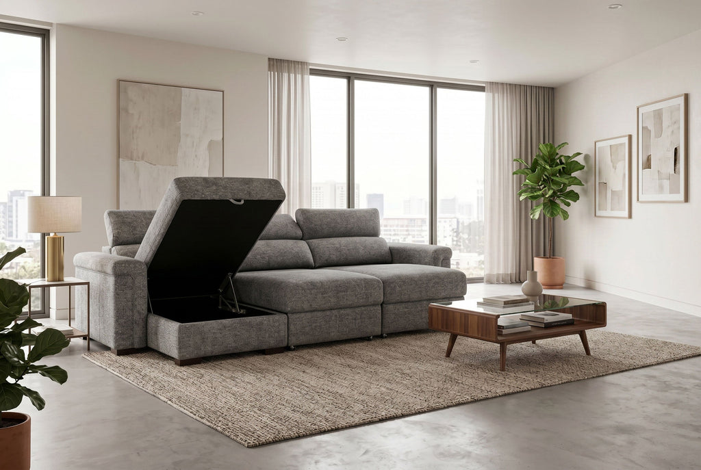 Lucious Gray Double Slider Power Sectional Sofa
