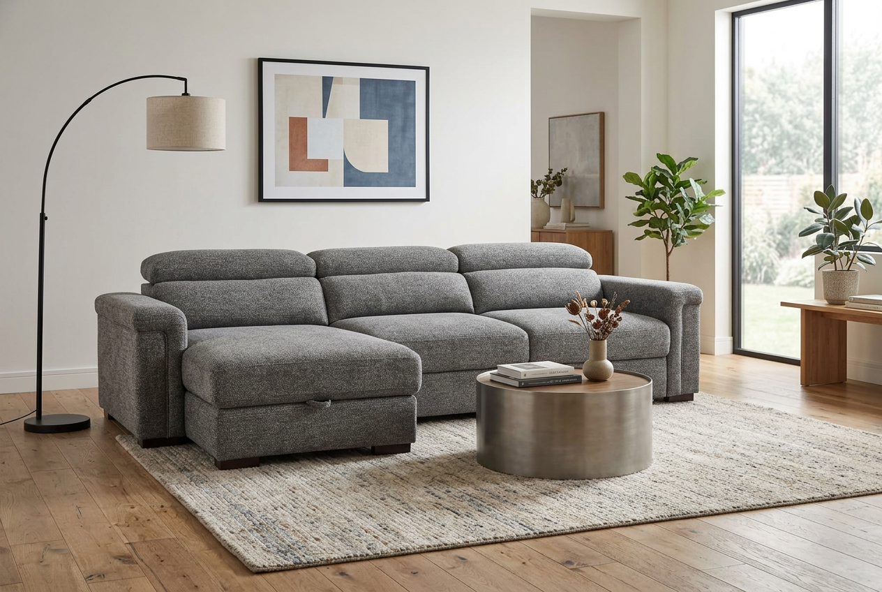 Lucious Gray Double Slider Power Sectional Sofa
