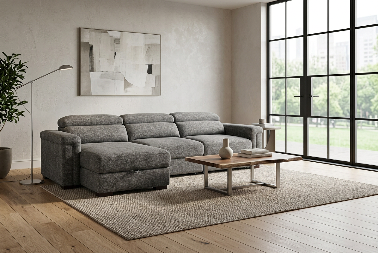 Lucious Gray Double Slider Power Sectional Sofa