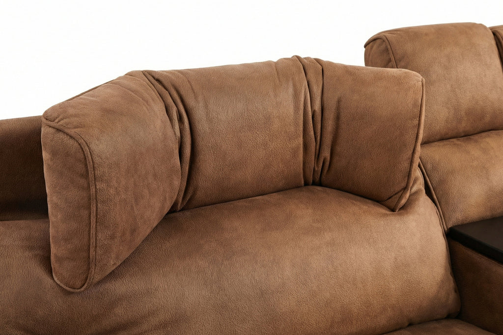 Viva Home Mocha 6-Piece Power Reclining Sectional with Immersive Sound System