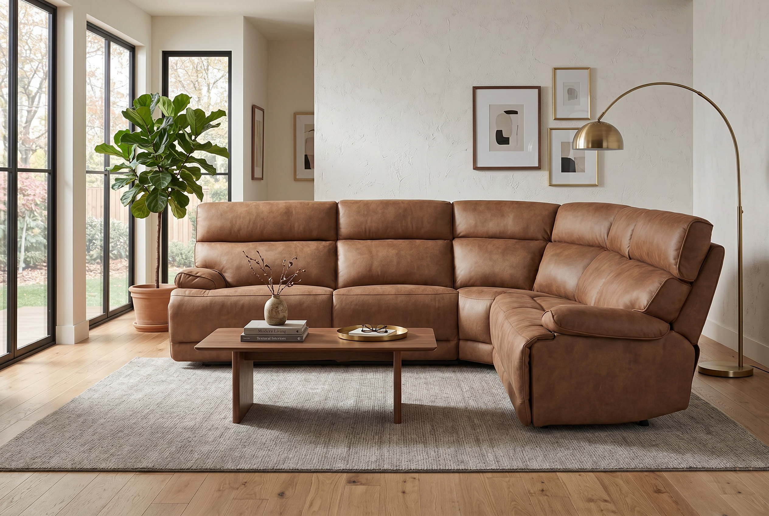 Viva Home Mocha 6-Piece Power Reclining Sectional with Immersive Sound System