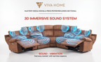 Viva Home Mocha 6-Piece Power Reclining Sectional with Immersive Sound System