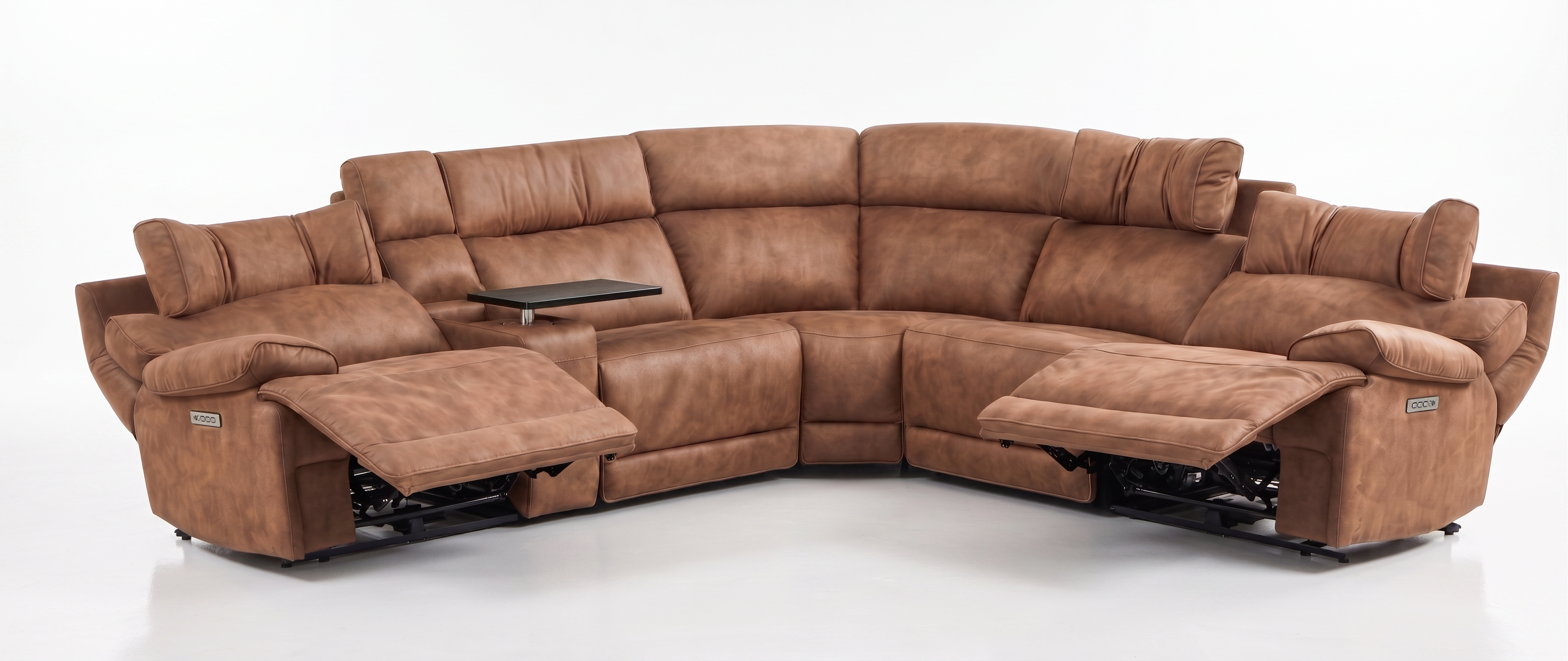 Viva Home Mocha 6-Piece Power Reclining Sectional with Immersive Sound System