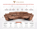 Viva Home Mocha 6-Piece Power Reclining Sectional with Immersive Sound System