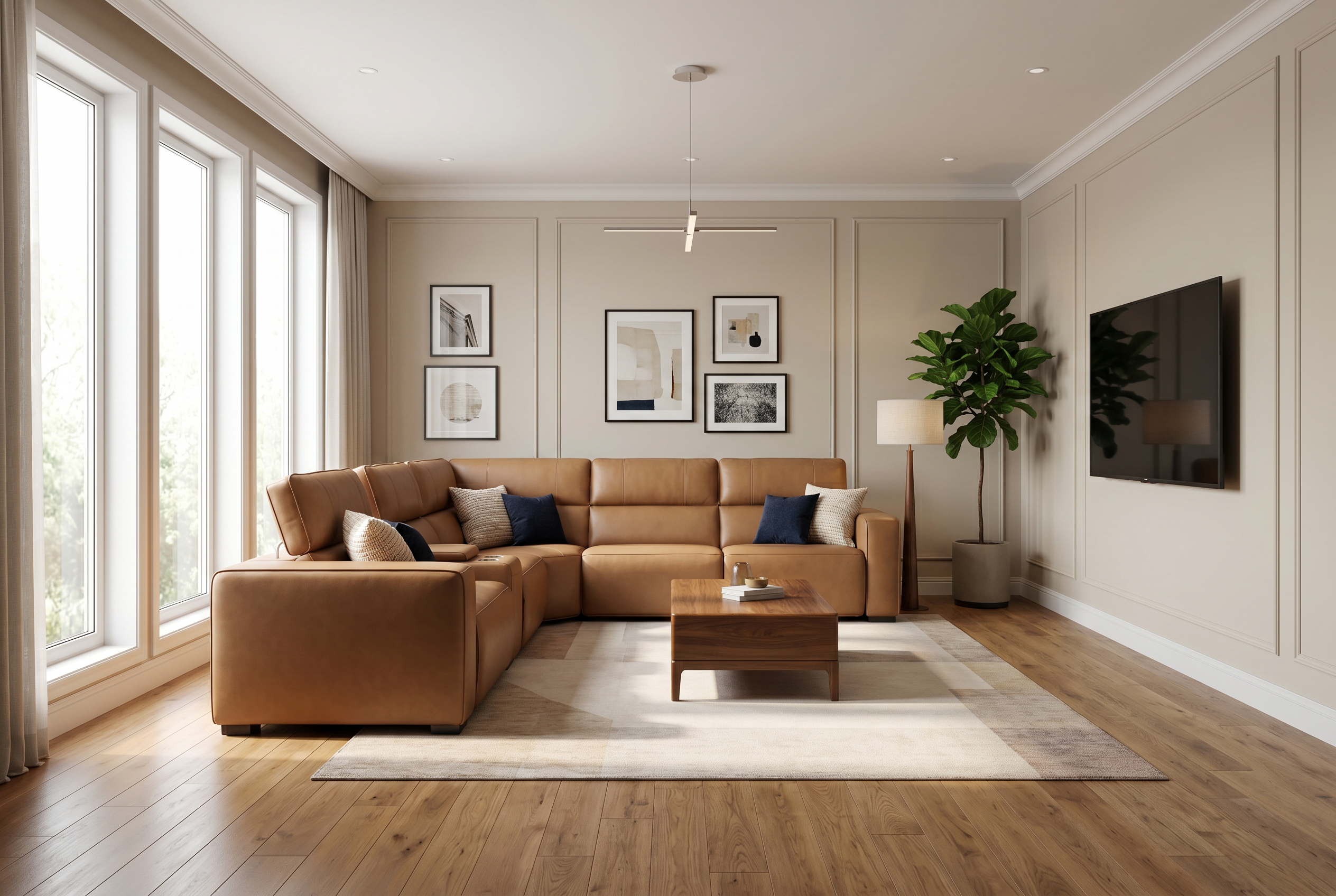 Viva Home Caramel 6-Piece Power Reclining Sectional
