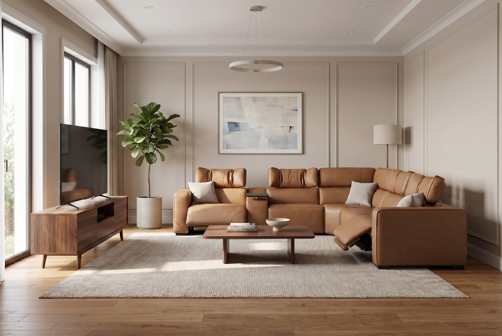 Viva Home Caramel 6-Piece Power Reclining Sectional