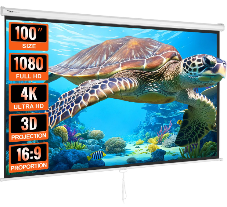 Vevor 100" Retractable Projector Screen