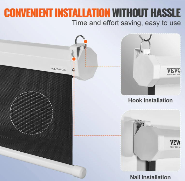 Vevor 100" Retractable Projector Screen