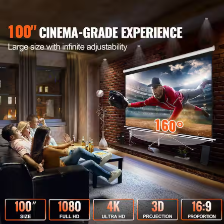 Vevor 100" Retractable Projector Screen