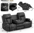Three Seat Recliner Sofa With Flip Backrest And USB Ports