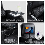Haiylee Zero Gravity Home Theater Seating Top Grain Leather Recliner Sofa Power Headrest Footrest