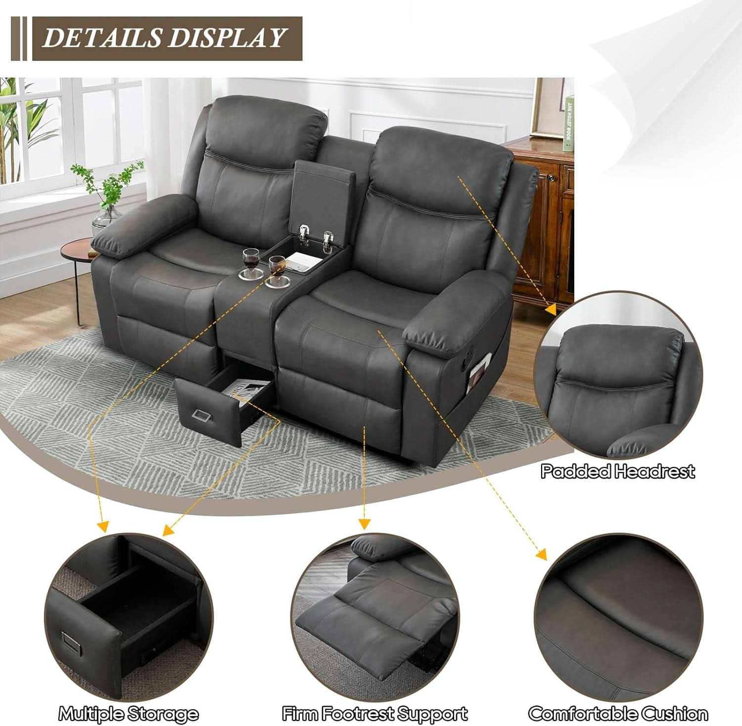 Reclining Home Theater Loveseat - Gray