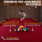 Arlington 8 Ft. Pool Table with Drop Pockets, Cue Sticks and Ball Set