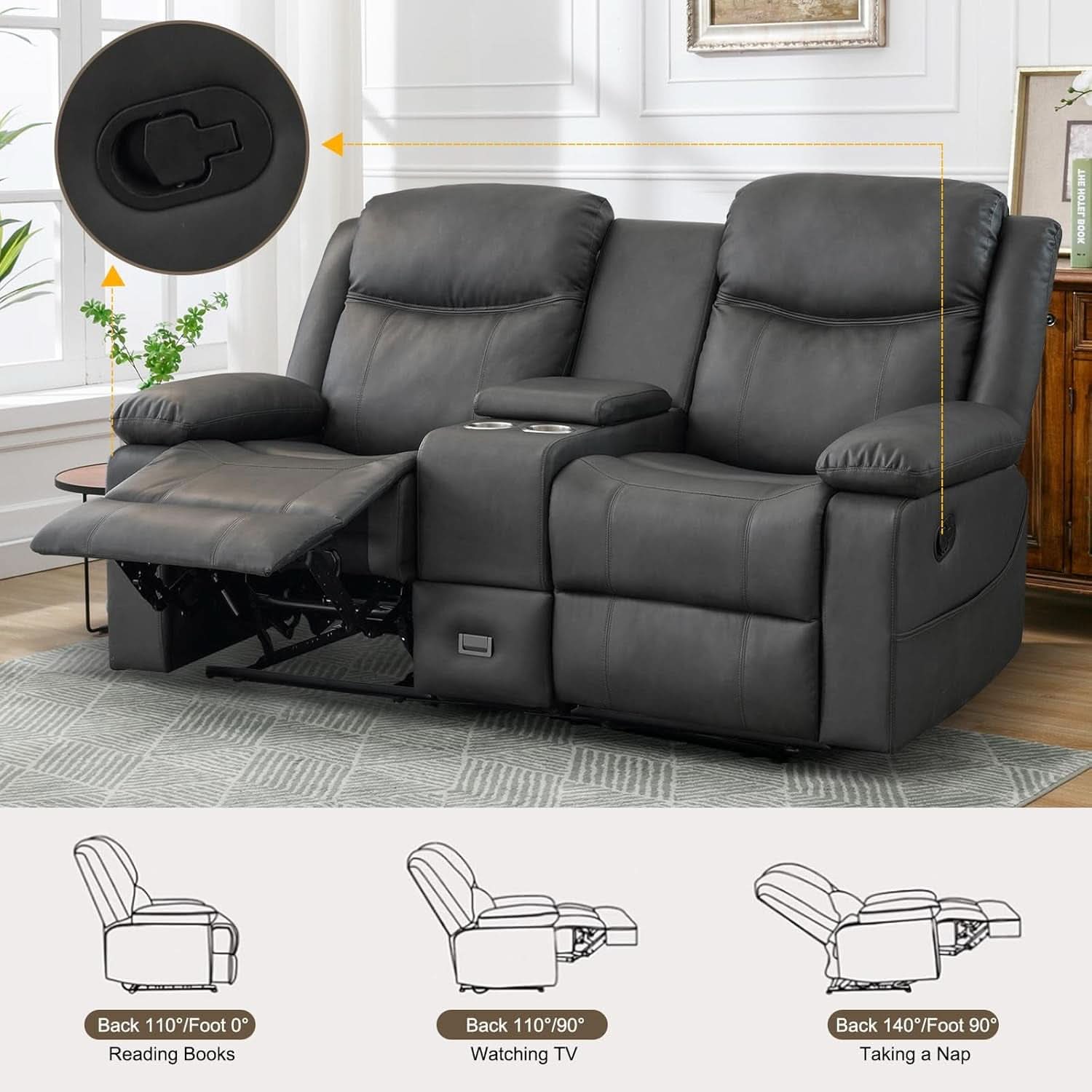 Reclining Home Theater Loveseat - Gray