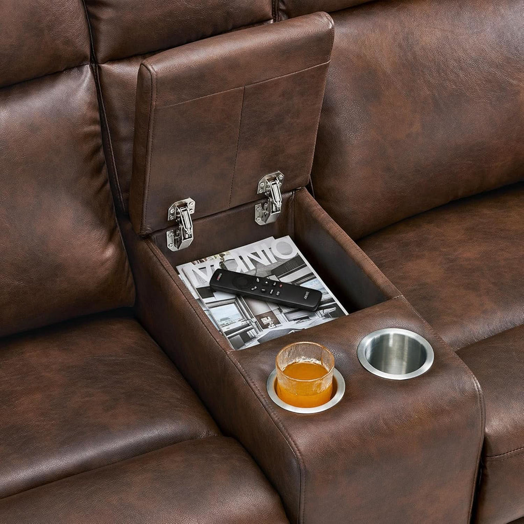 65.7 Inch Dark Brown Zero Wall Power Recliner Loveseat