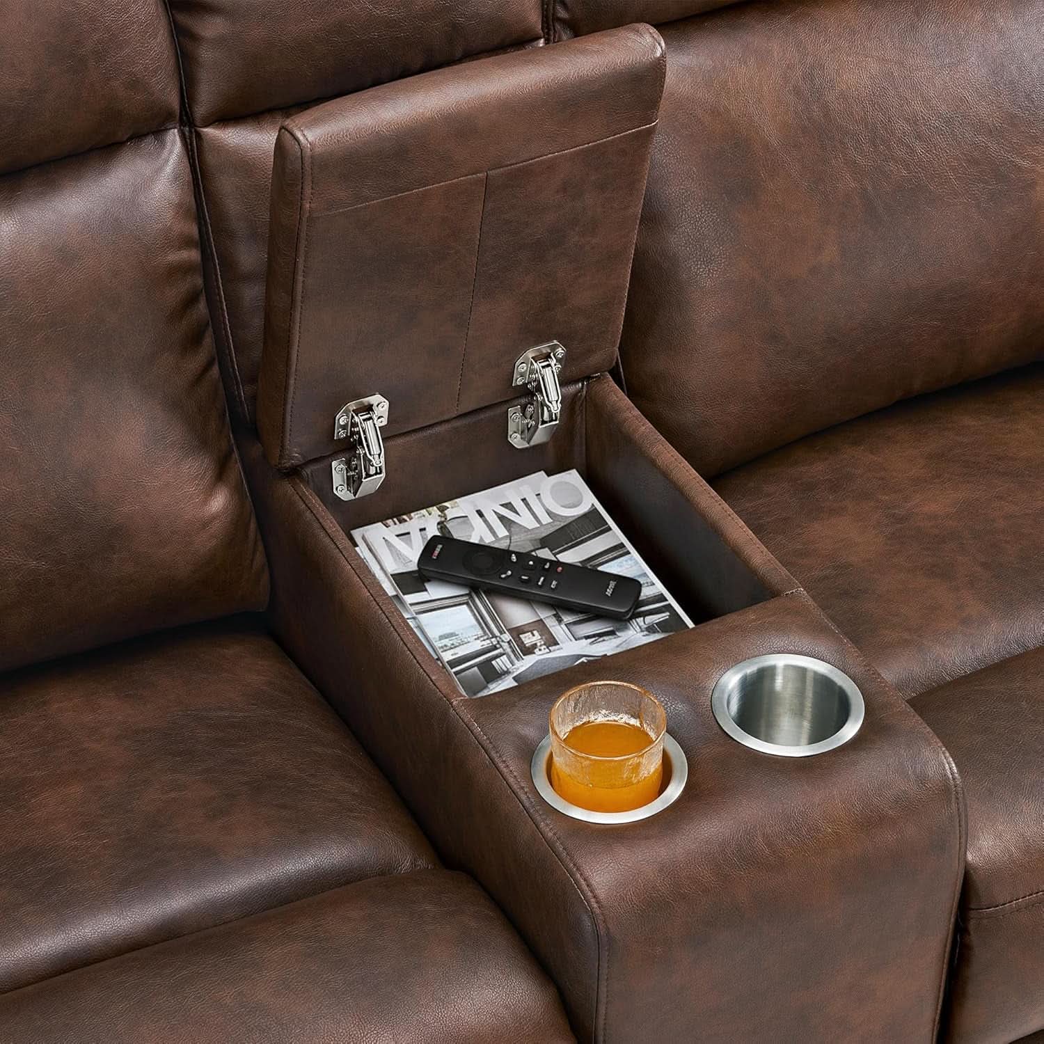 65.7 Inch Dark Brown Zero Wall Power Recliner Loveseat
