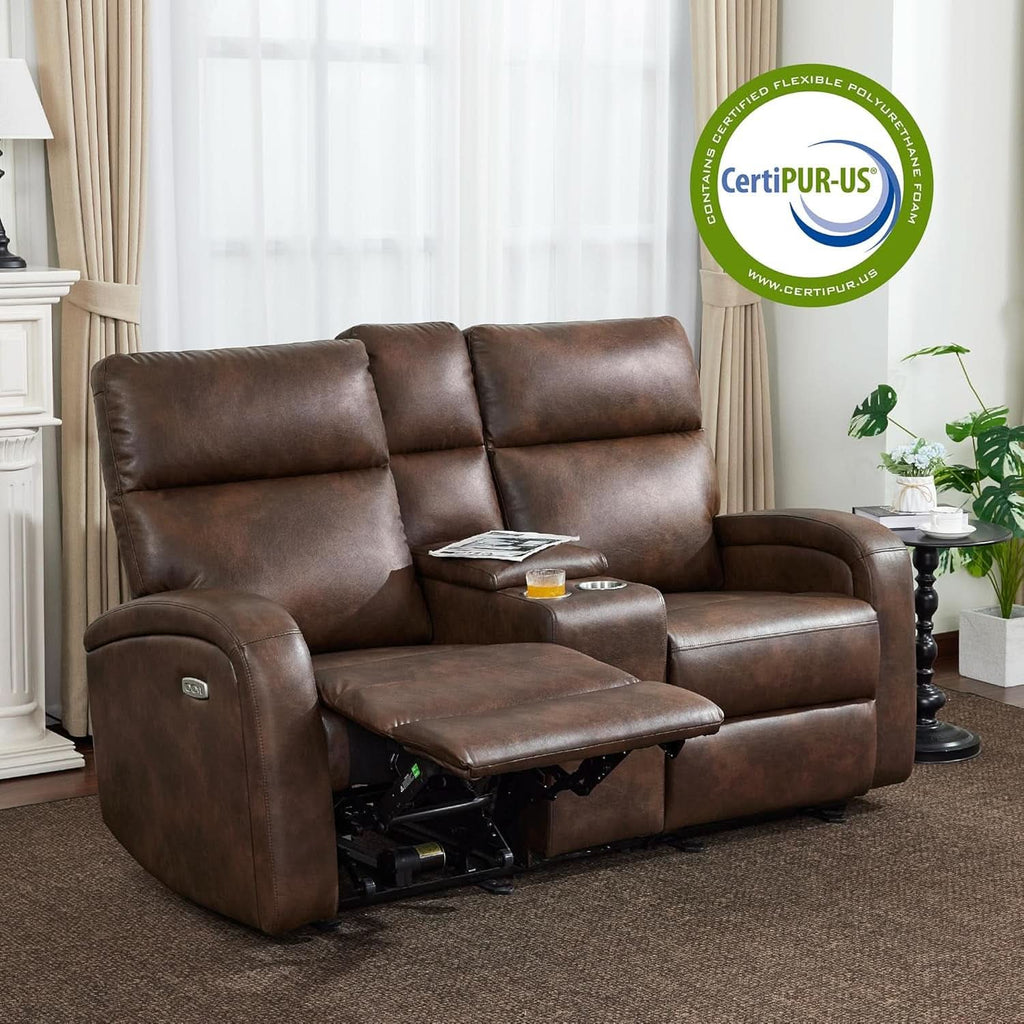 65.7 Inch Dark Brown Zero Wall Power Recliner Loveseat