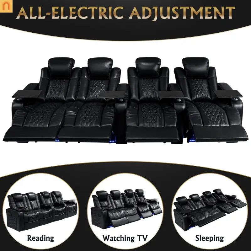 4-Seat Reclining Home Theater Sofa