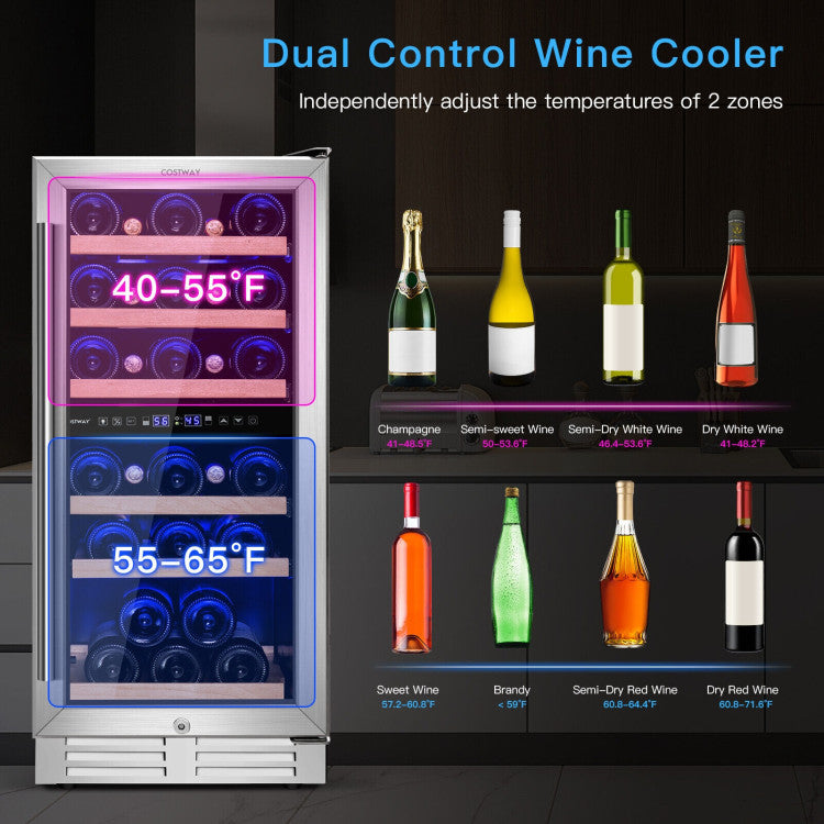 Costway 30-Bottle Dual-Zone Wine Cooler