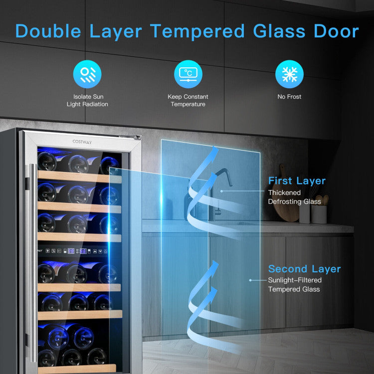 Costway 30-Bottle Dual-Zone Wine Cooler