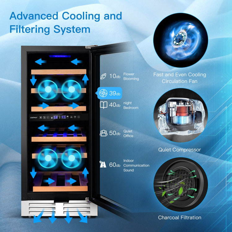 Costway 30-Bottle Dual-Zone Wine Cooler
