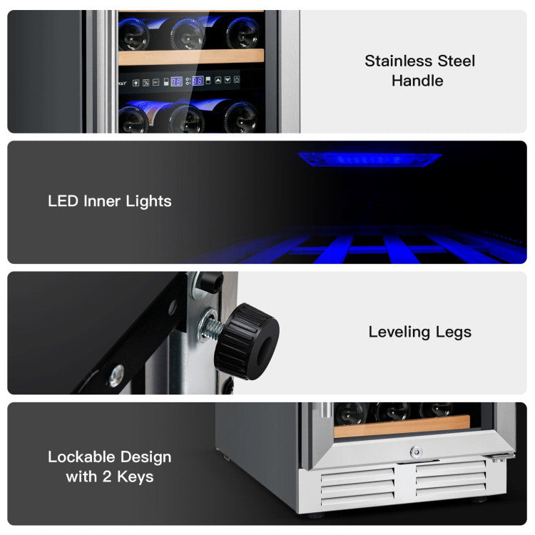 Costway 30-Bottle Dual-Zone Wine Cooler